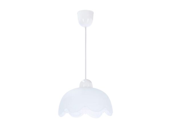Lampa wisząca Emevina 18 cm z białym szklanym kloszem na jasnym tle