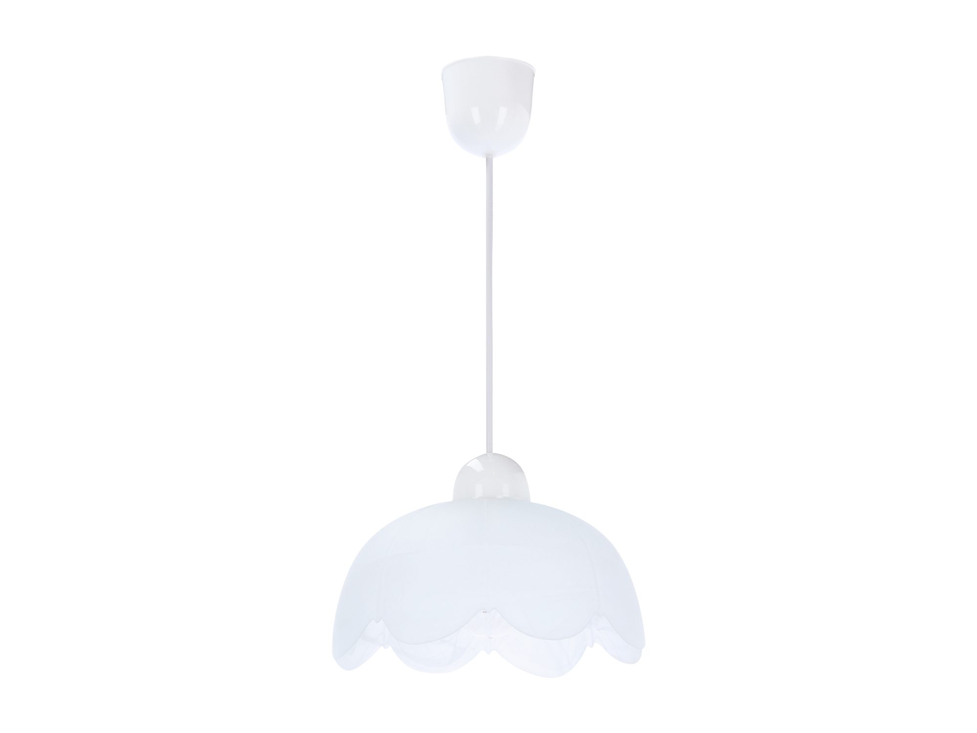 Lampa wisząca Emevina 18 cm z białym szklanym kloszem na jasnym tle
