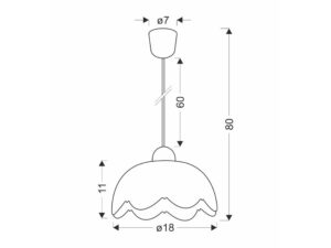 Miniaturka 1 - Lampa wisząca Emevina 18 cm rysunek wymiarowy