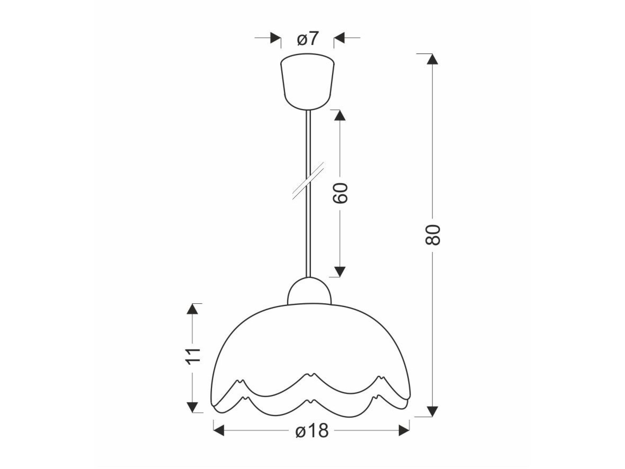 Lampa wisząca Emevina 18 cm rysunek wymiarowy