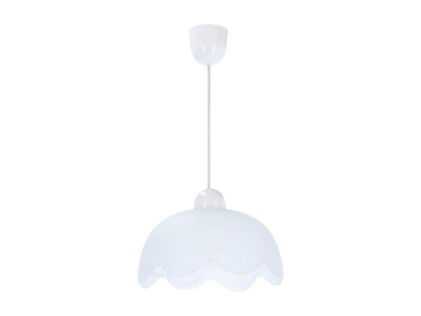 Lampa wisząca Emevina 25 cm z białym szklanym kloszem na jasnym tle