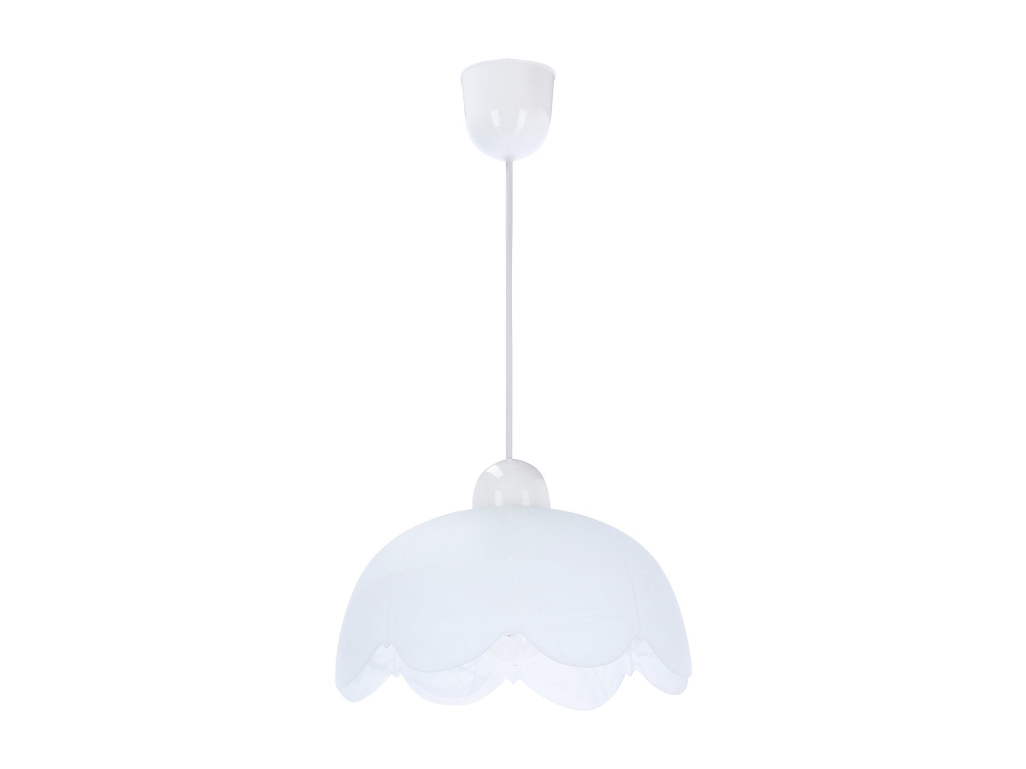 Lampa wisząca Emevina 25 cm z białym szklanym kloszem na jasnym tle