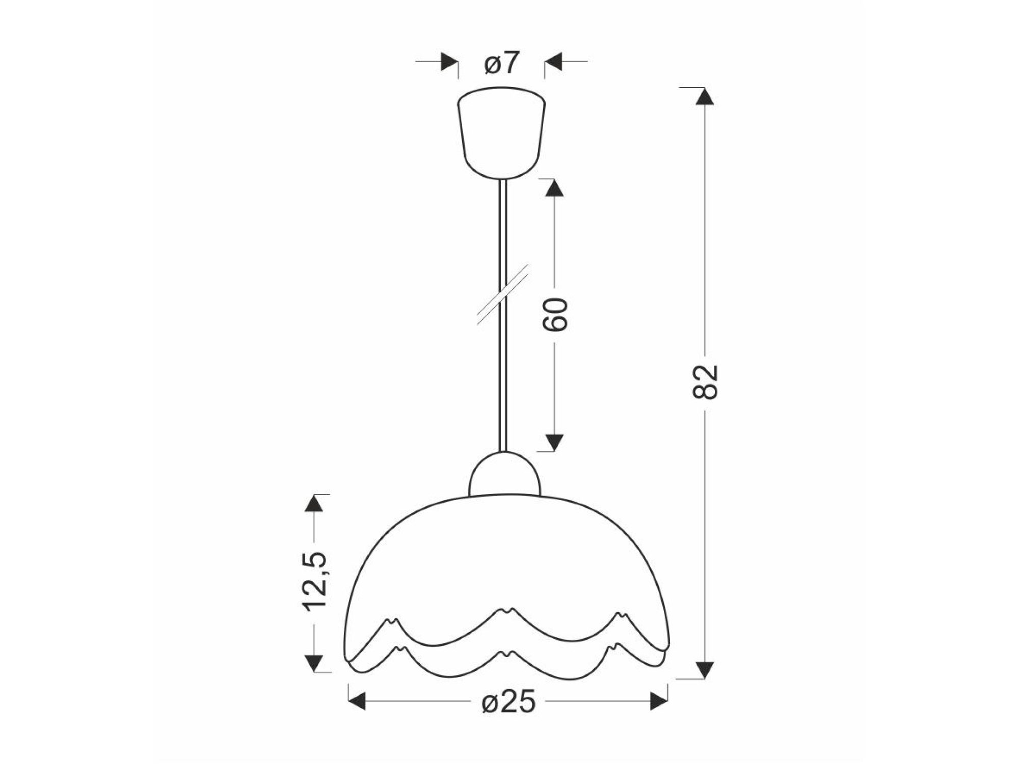 Lampa wisząca Emevina 25 cm rysunek wymiarowy