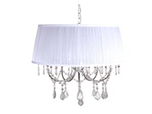 Miniaturka 2 - Lampa wisząca Emevora z białym plisowanym abażurem i przejrzystymi ozdobnymi zawieszkami