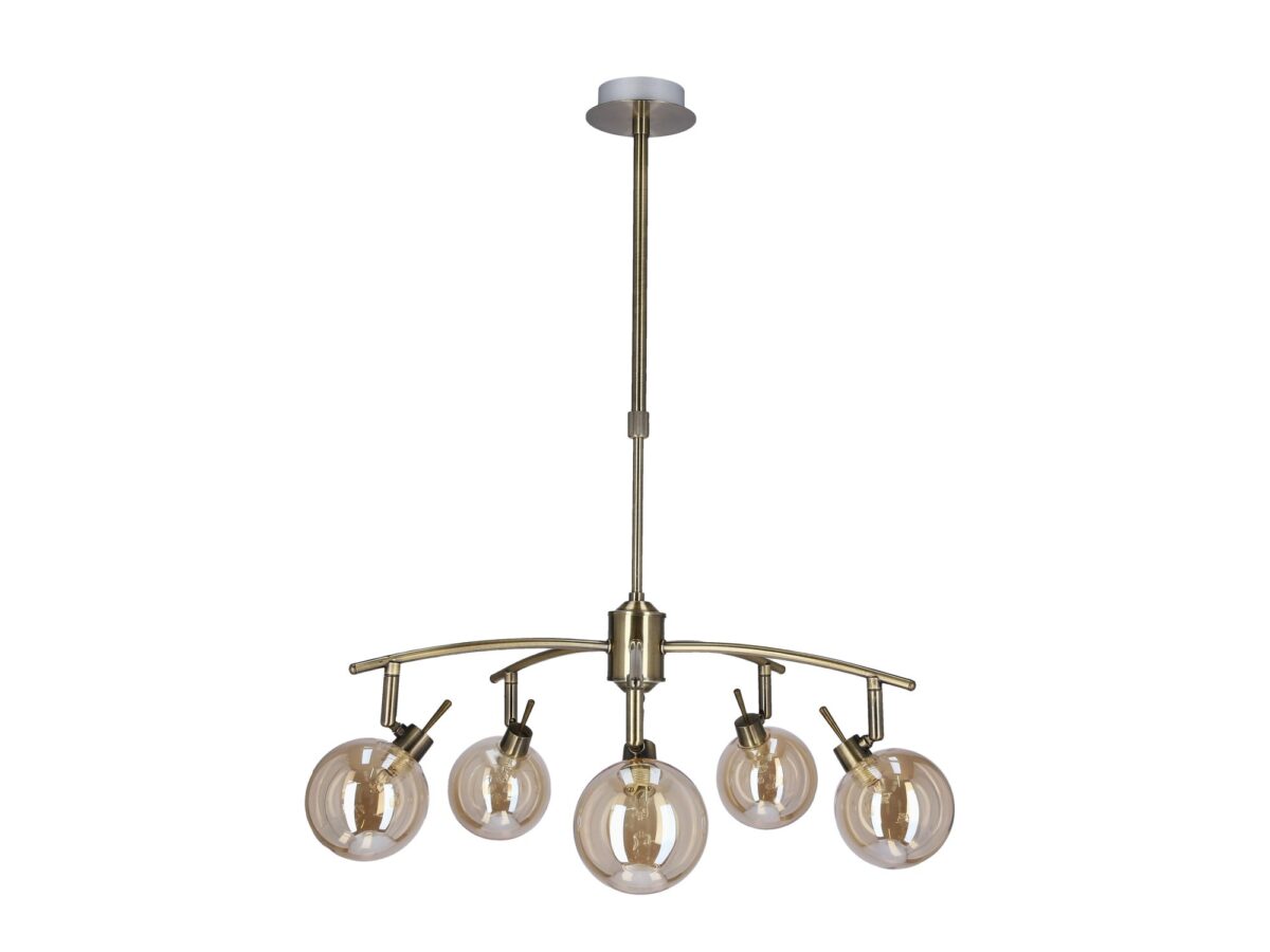 Lampa wisząca Emosira 5-punktowa 55 cm patyna bursztyn