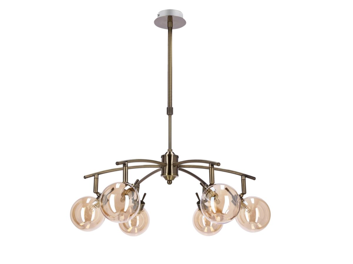 Lampa wisząca Emosira 6-punktowa 64 cm patyna bursztyn