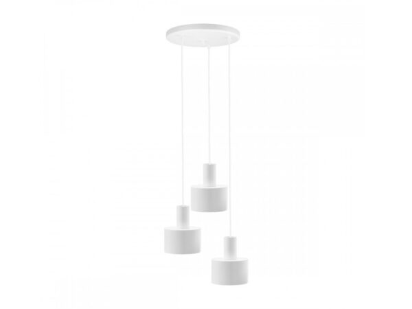 Lampa wisząca ENKEL 3P biała, trzy metalowe klosze na białym tle