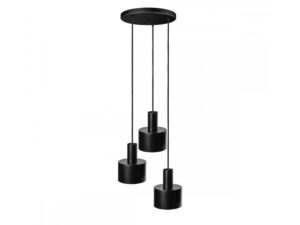 Miniaturka 1 - Lampa wisząca ENKEL 3P czarna, trzy metalowe klosze na białym tle