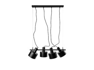 Miniaturka 1 - Lampa wisząca ENKEL 4 czarna – cztery klosze na listwie