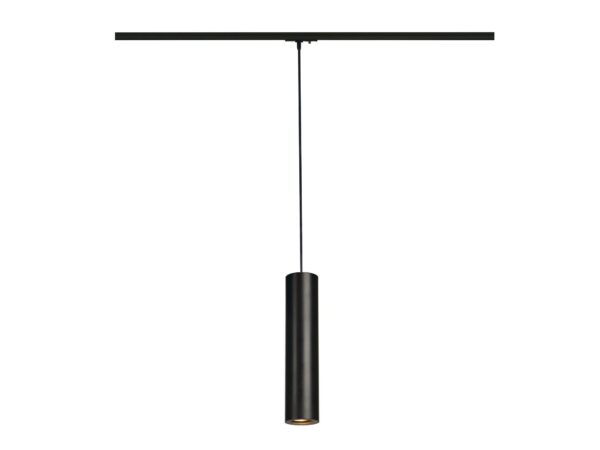 Czarna lampa wisząca Enola-B GU10 z adapterem do szyny 1-fazowej