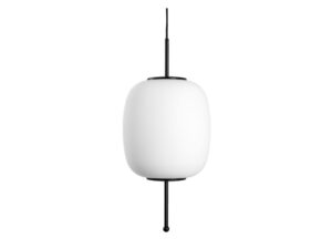 Miniaturka 1 - Czarna lampa wisząca EPLI B z obłym mlecznym kloszem