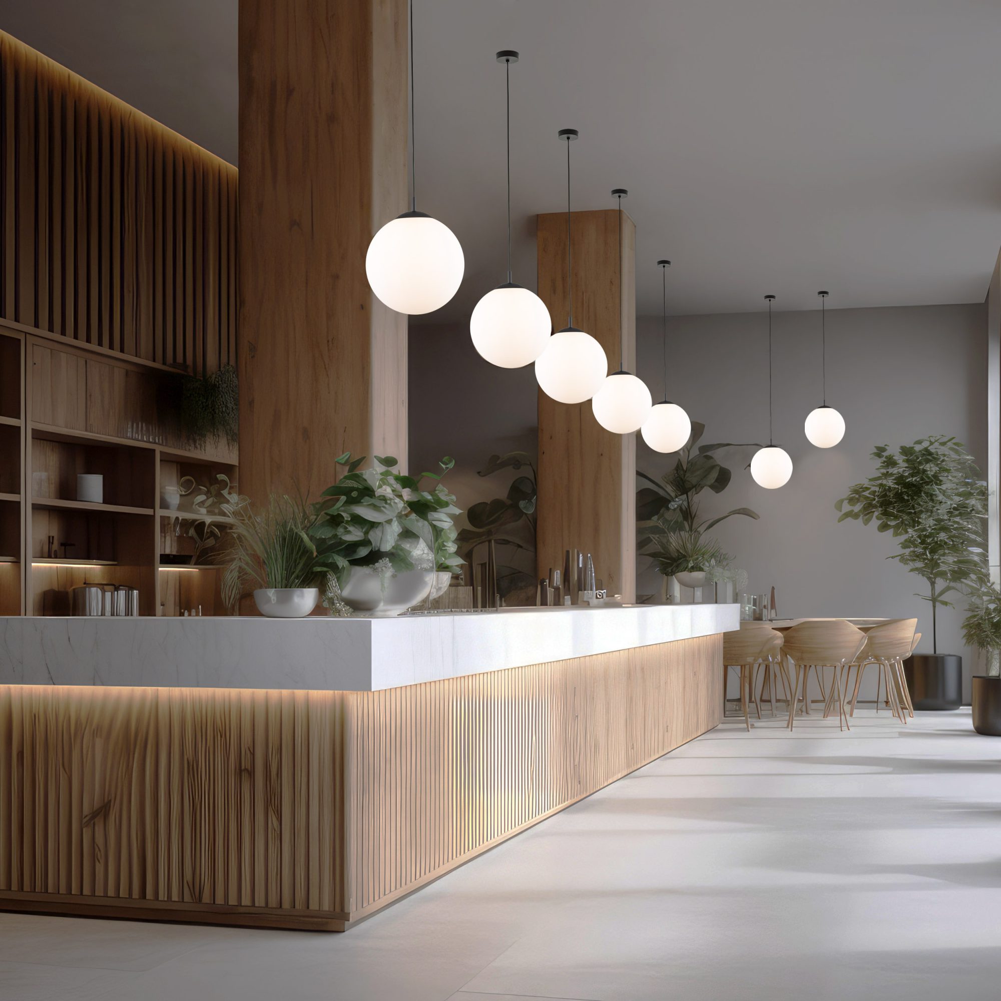 Lampa wisząca Esme biała z kulistym kloszem na schemacie producenta