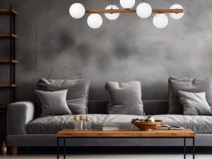 Miniaturka 5 - Lampa wisząca Estera z białymi kloszami nad kanapą w salonie