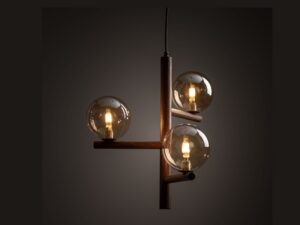 Miniaturka 5 - Lampa wisząca Estera z bursztynowymi szklanymi kulami z bliska