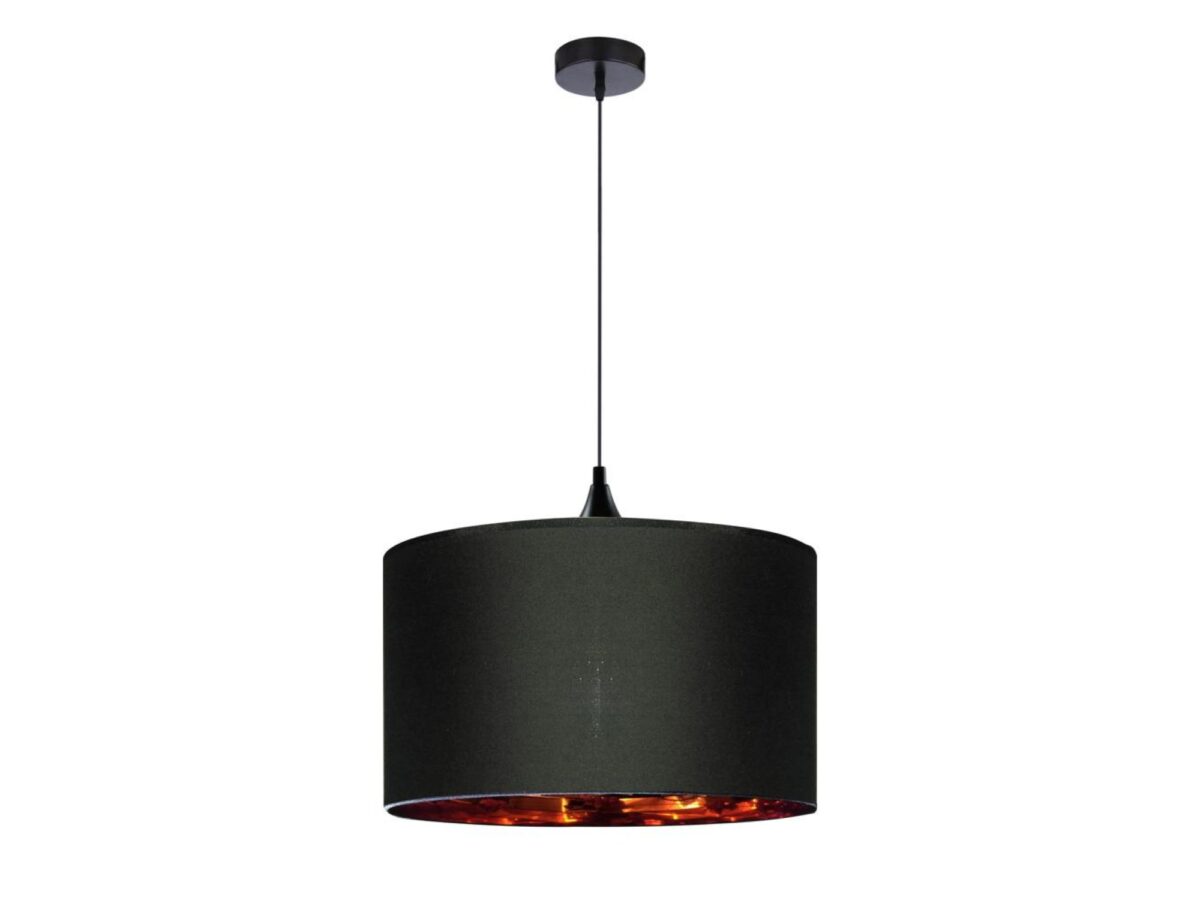 Lampa wisząca Evalina 30 cm czarna z miedzianym wnętrzem