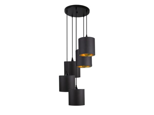 Lampa wisząca Evalina pięć czarnych cylindrycznych kloszy
