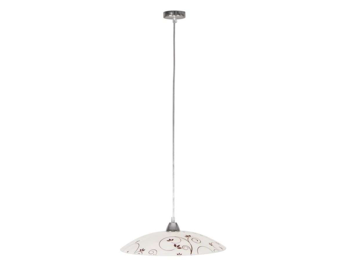 Lampa wisząca Evameta biała szklana z motywem roślinnym 40 cm