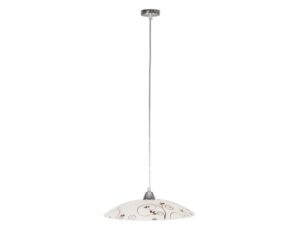 Miniaturka 2 - Lampa wisząca Evameta z białym szklanym kloszem z brązowym motywem roślinnym