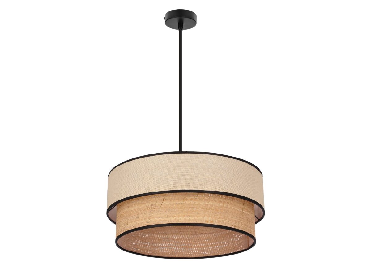 Lampa wisząca Evamina 45 cm czarno-kremowa z dwuwarstwowym abażurem
