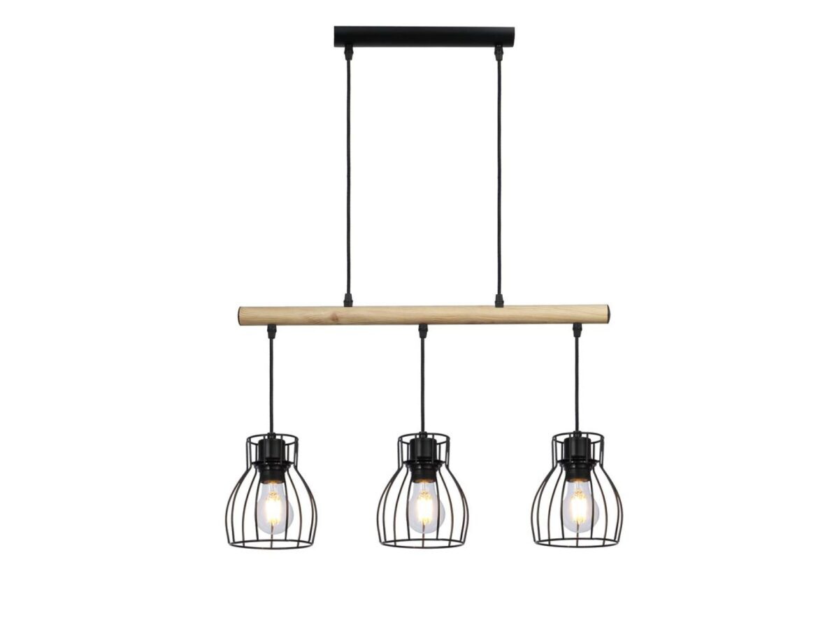 Lampa wisząca Evatena czarna 3-punktowa E27