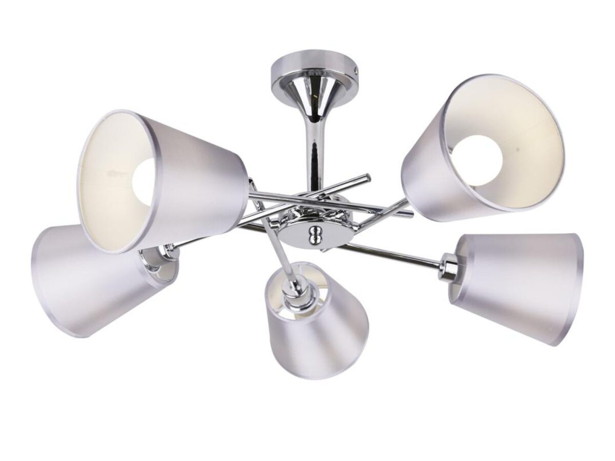 Lampa wisząca Evelona 5-punktowa z szarymi abażurami 56 cm