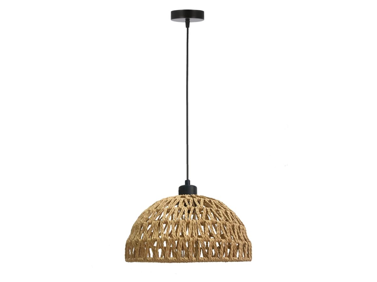 Lampa wisząca Evidona z plecionym abażurem – 2 kolory
