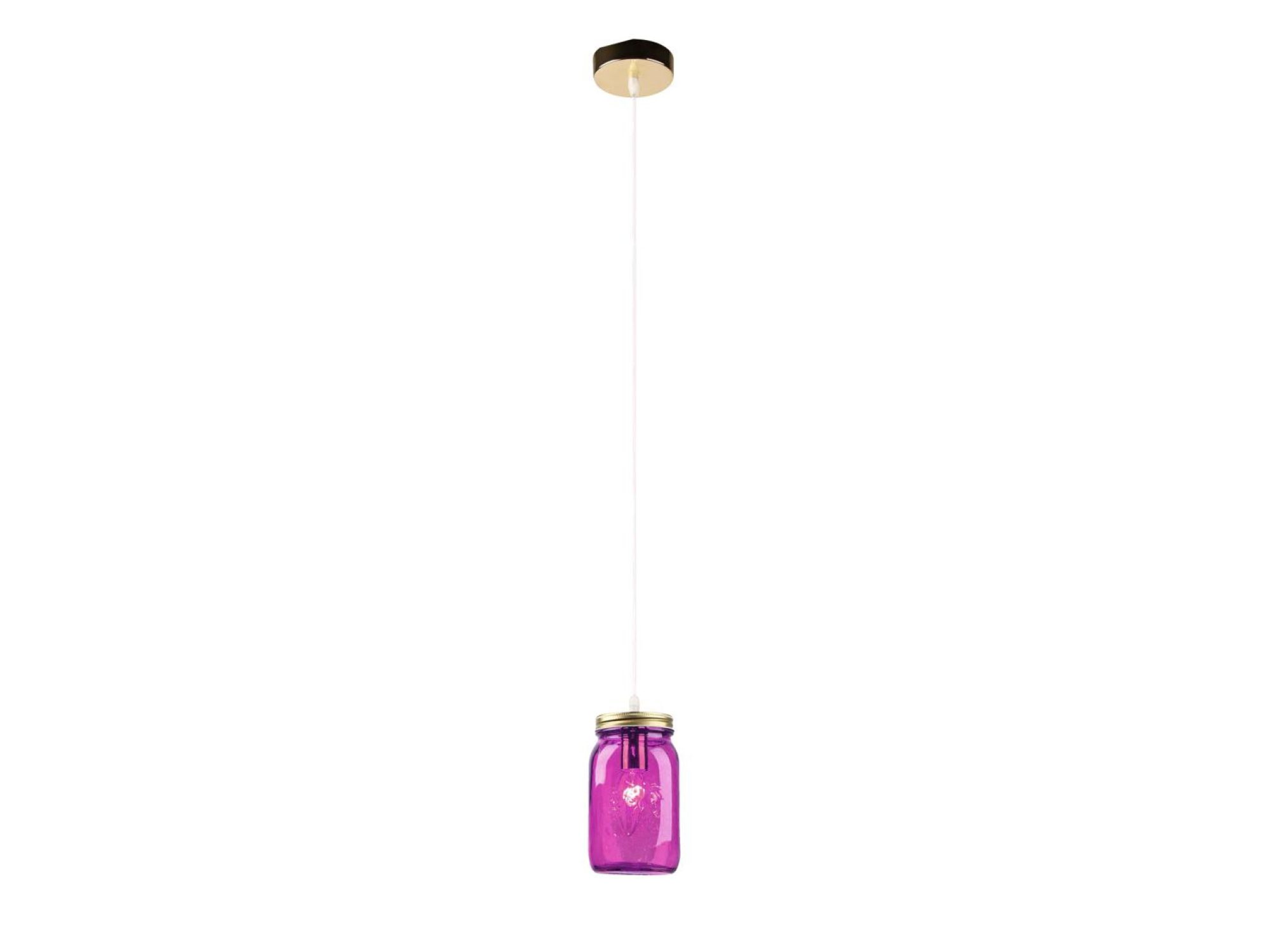 Lampa wisząca Evimena z fioletowym szklanym kloszem