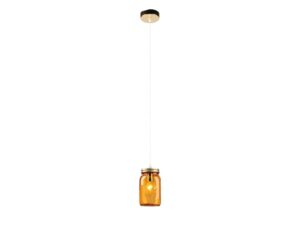 Miniaturka 2 - Lampa wisząca Evimena z pomarańczowym szklanym kloszem w kształcie słoika