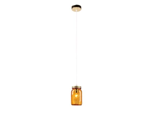 Lampa wisząca Evimena z pomarańczowym szklanym kloszem w kształcie słoika