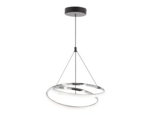 Miniaturka 3 - Lampa wisząca LED Evirino czarna i chromowana dwa pierścienie 40 cm