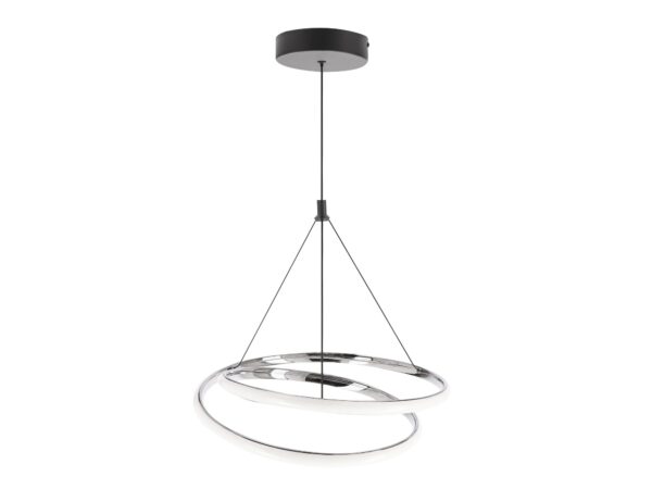 Lampa wisząca LED Evirino czarna i chromowana dwa pierścienie 40 cm