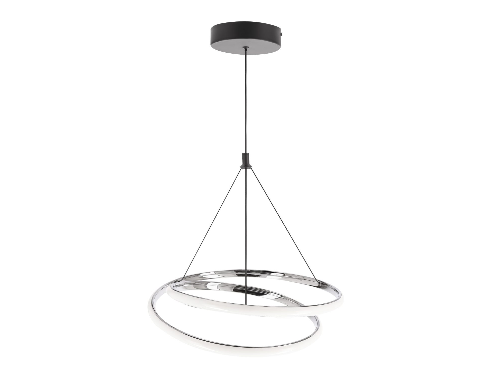 Lampa wisząca LED Evirino czarna i chromowana dwa pierścienie 40 cm