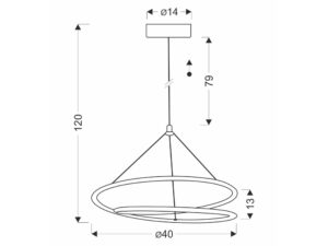 Miniaturka 2 - Lampa wisząca Evirino rysunek wymiarowy 40 na 120 cm