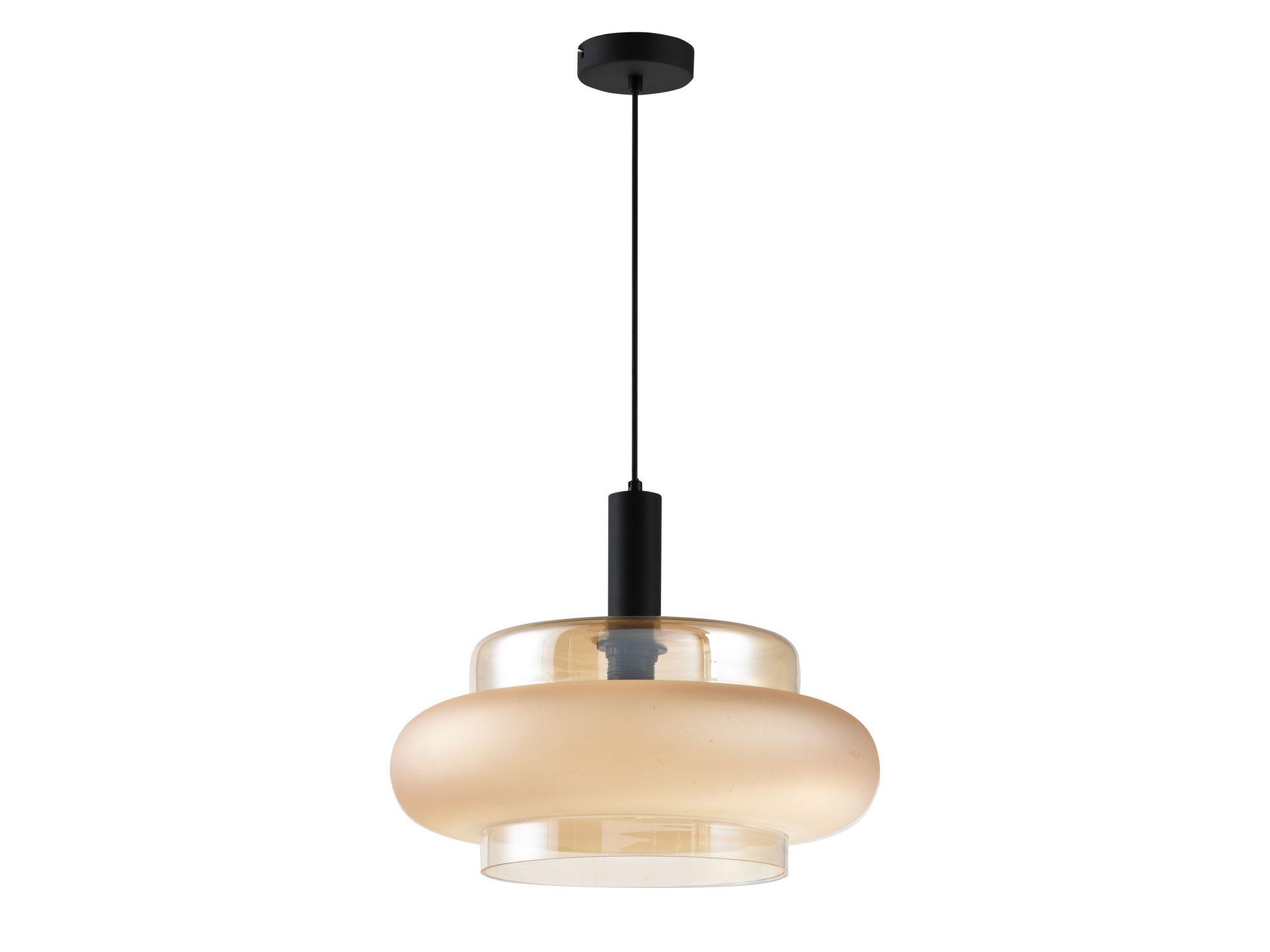 Lampa wisząca Evodino z bursztynowym mrożonym kloszem 40 cm