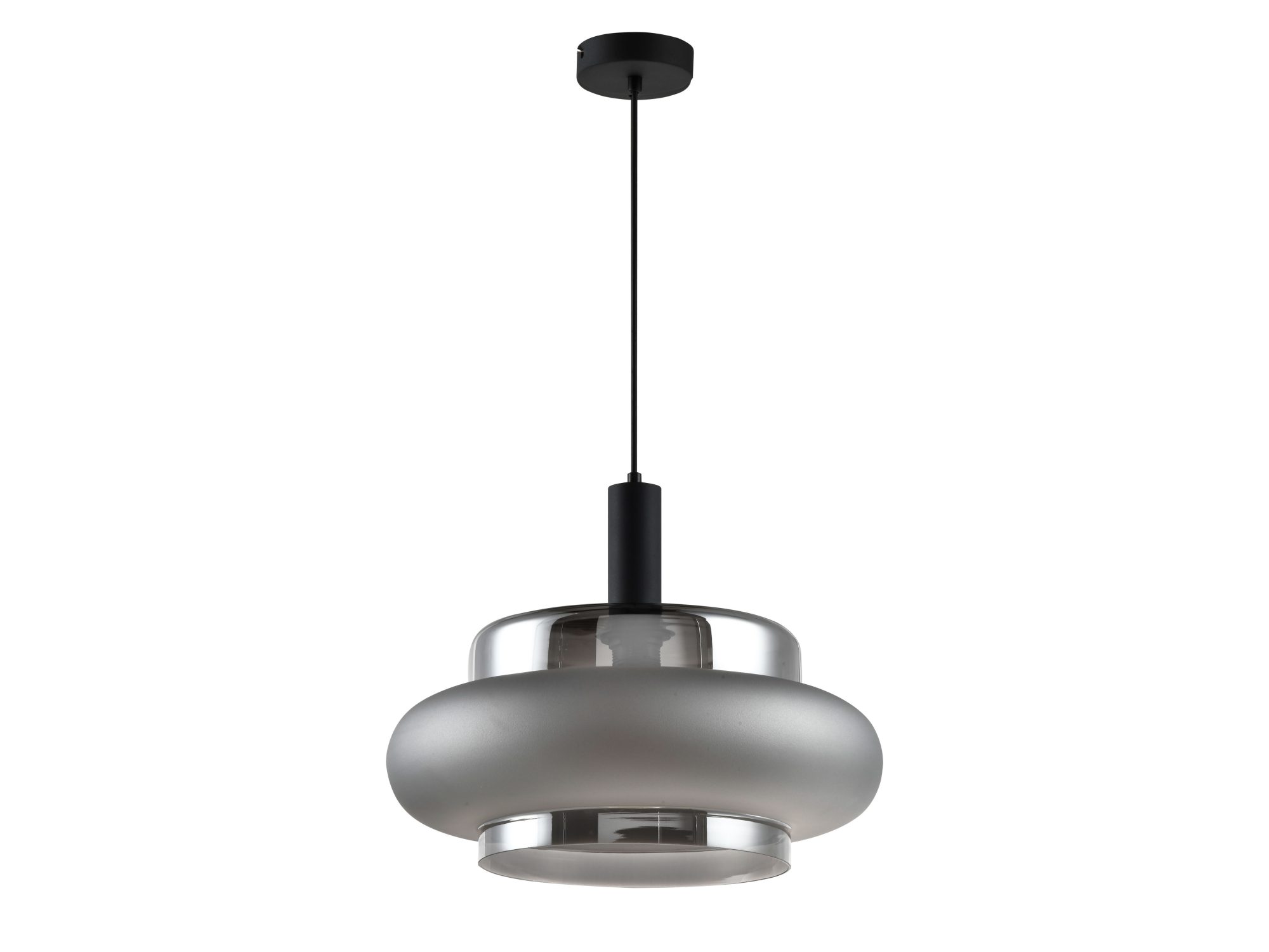 Lampa wisząca Evodino z grafitowym dymionym mrożonym kloszem 40 cm
