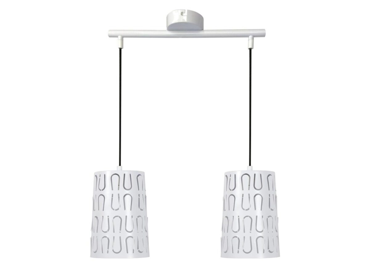 Lampa wisząca Evodora biała z dwoma perforowanymi kloszami E27