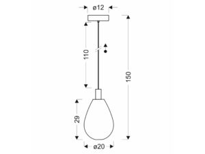 Miniaturka 4 - Lampa wisząca Evorena 20 cm miedziana – rysunek z wymiarami