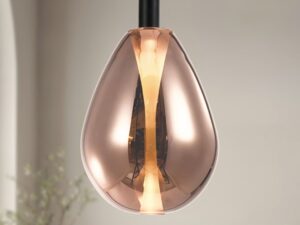 Miniaturka 1 - Lampa wisząca Evorena 30 cm z miedzianym szklanym kloszem – zbliżenie