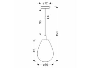 Miniaturka 4 - Lampa wisząca Evorena 30 cm przydymiona – schemat wymiarowy
