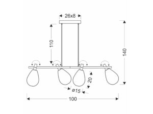 Miniaturka 4 - Lampa wisząca Evorena 100 cm – rysunek wymiarowy