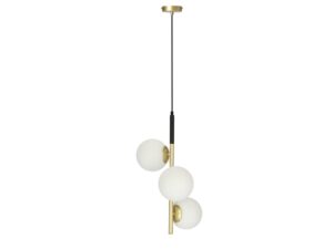 Miniaturka 1 - Lampa wisząca Evosano czarno złota z trzema białymi kloszami