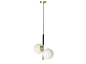 Miniaturka 1 - Lampa wisząca Evosano czarno-złota z białymi kulami