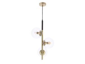 Miniaturka 6 - Lampa wisząca Evosano złota z trzema przezroczystymi kulami