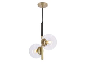 Miniaturka 5 - Lampa wisząca Evosano złota z dwiema szklanymi kulami