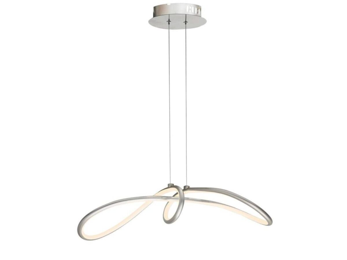 Lampa wisząca LED Evosela srebrna falista 57 cm 38 W