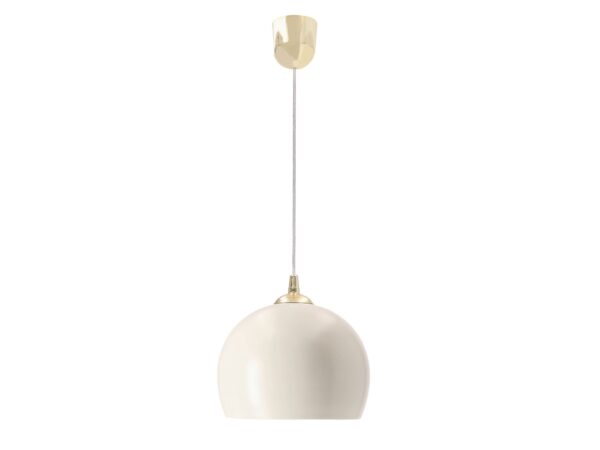 Lampa wisząca Falado ze złotą rozetą i kremowym półkolistym kloszem