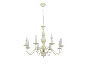 Miniaturka 3 - Lampa wisząca Falavo kremowa 8-ramienna z oprawkami E14 – białe tło