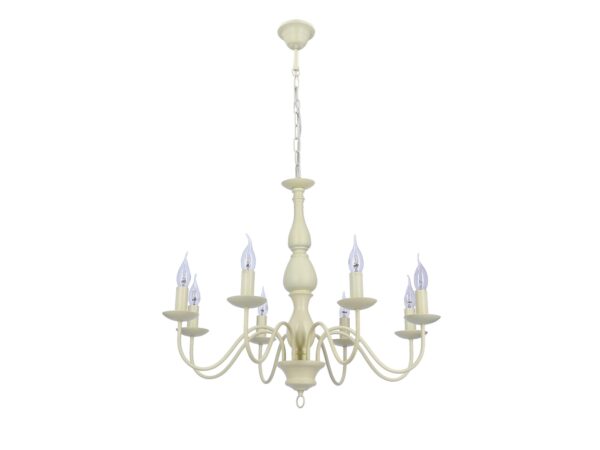 Lampa wisząca Falavo kremowa 8-ramienna z oprawkami E14 – białe tło
