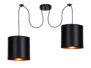 Miniaturka 4 - Czarna lampa wisząca Falemino z dwoma cylindrycznymi abażurami i dekoracyjnie prowadzonymi przewodami