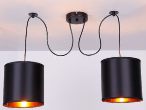 Miniaturka 3 - Dwupunktowa lampa Falemino z ciepłym blaskiem wewnątrz czarnych abażurów